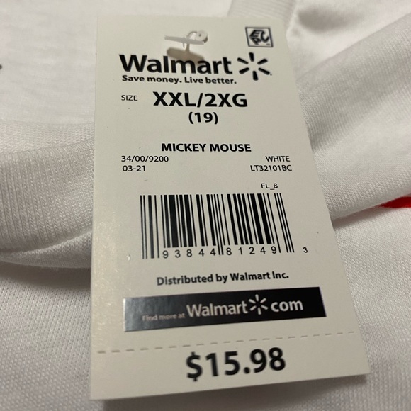 Disney Mickey Mouse White Juniors T Shirt Size XXL NEW NWT - Picture 12 of 12